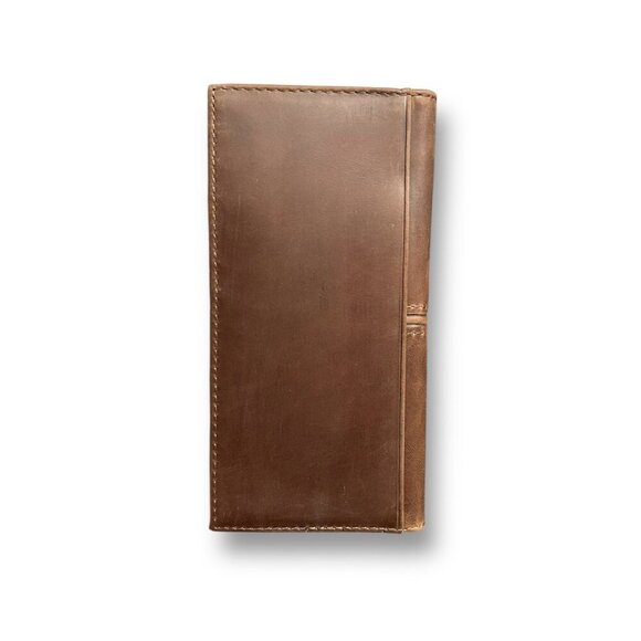 Justin Rodeo Wallet Brown Genuine Leather Tooled Western Stitch RFID Long Bifold - Picture 6 of 7